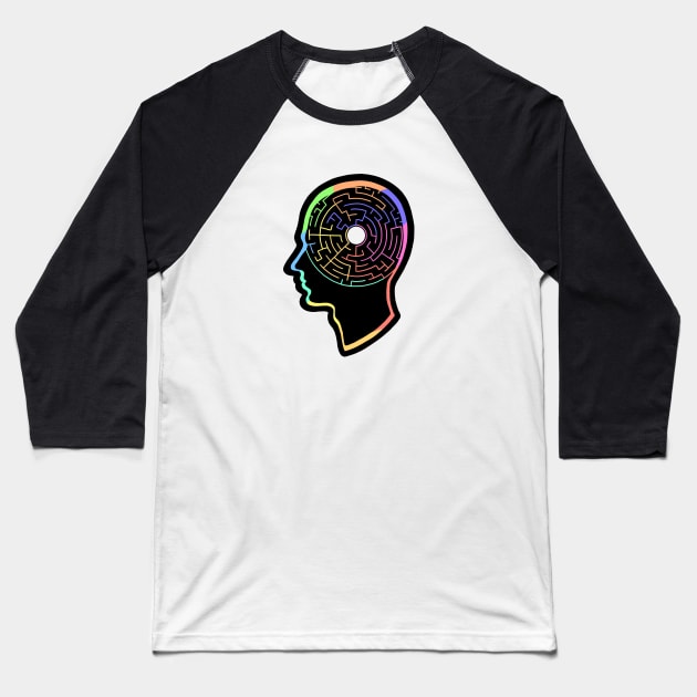 Head Maze Baseball T-Shirt by Nerdpins